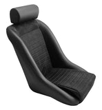 Retro Classic Vintage Racing Bucket Seats Black MICROSUEDE W Sliders (PAIR)