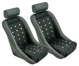 Retro Classic Vintage Bucket Seats with Micro Suede and Grommets