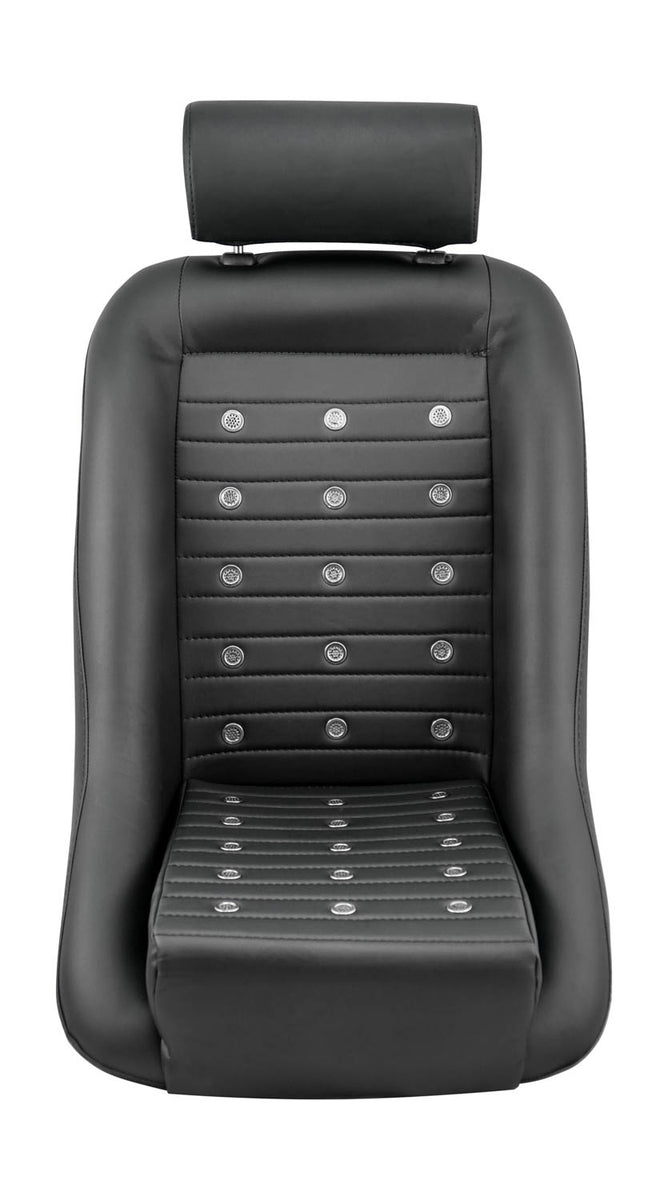STAGG 67912R Pair Of Retro Classic Vintage Racing Bucket Seats – Black PVC W/ Sliders