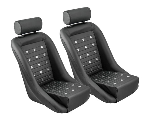 Retro Classic Vintage Bucket Seats with Faux Leather and Grommets
