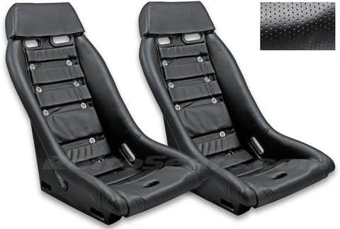 R1 Retro Classic Vintage Racing Bucket Seats (Perforated w/ Grommets) - Pair