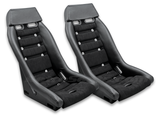R2 Retro Classic Vintage Racing Bucket Seats (Microsuede / PVC) - Pair