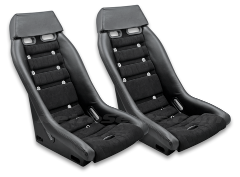 R2 Retro Classic Vintage Racing Bucket Seats (Microsuede / PVC) - Pair